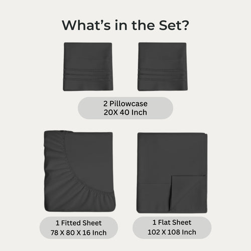 bellolin 100% Cotton Bed Sheet Set with Deep Pocket, 400 Thread Count Extra Soft Bed Sheet, Cooling Sheet with 2 Pillow Covers - 4 Piece Set
