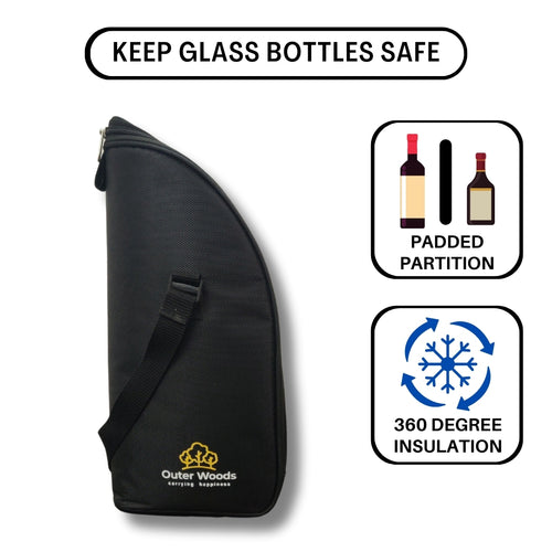 Outer Woods Insulated 1.5 Bottle Cooler Bag, with 2 Units of Ice Gel Pack, for Wine, Beer, Whisky, and All Kinds of Bottles