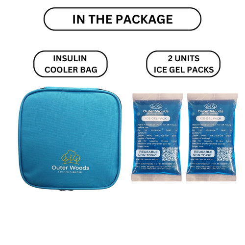 Outer Woods Nylon Insulin Cooling Travel Bag with Two Ice Gel Packs, Keeps Insulin Cool and Safe for 6 to 8 Hours, Insulin Cooler Travel Pouch