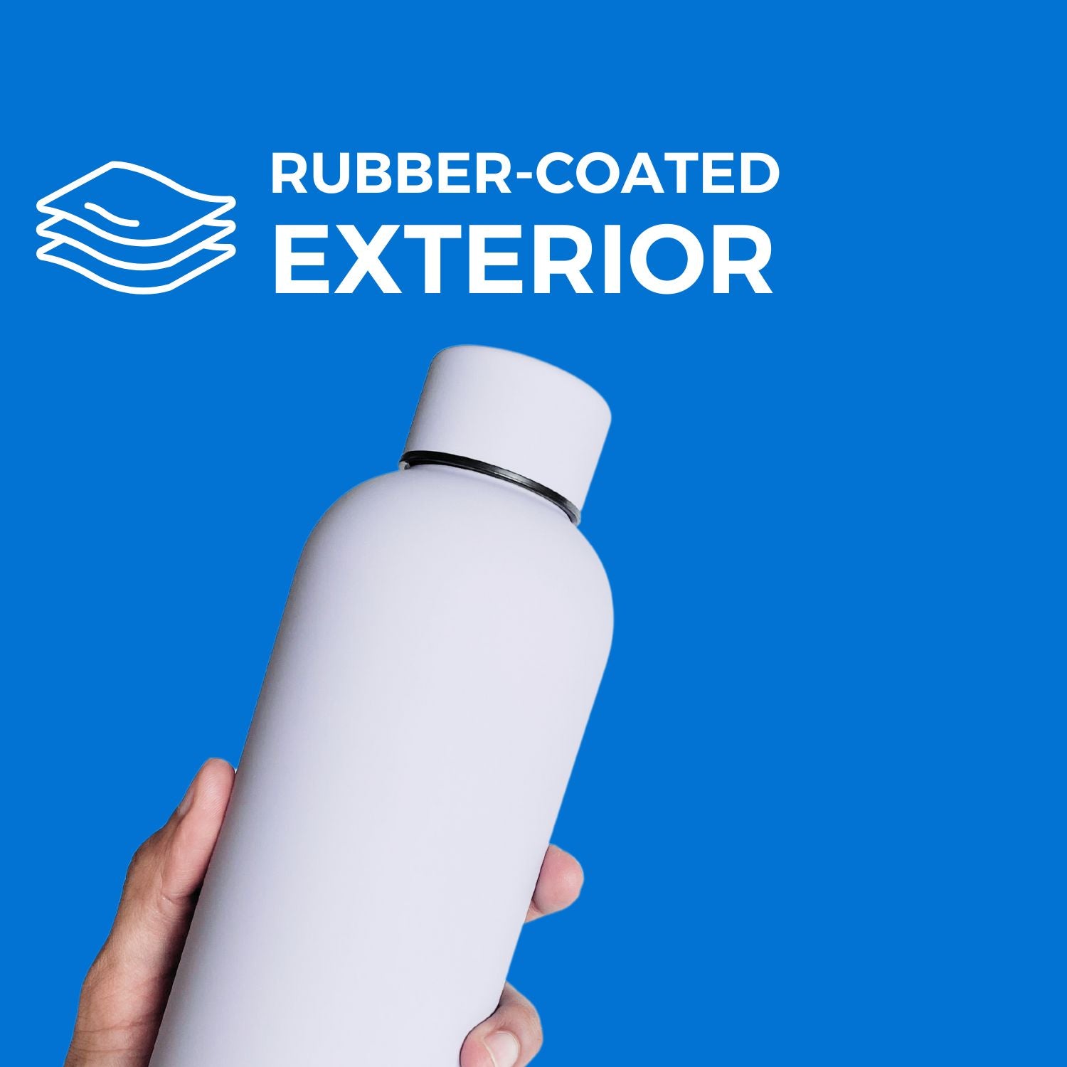 SuperGeneriX 17oz Matte Finish Stainless Steel Water Bottle | Vacuum Insulated Travel Bottle |12 hrs Hot & 18 hrs Cold| Smooth Rubber Finish Water Bottle (Black)