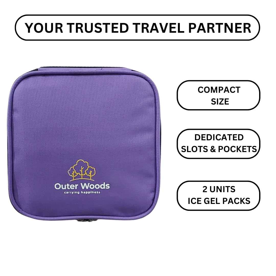 Outer Woods Nylon Insulin Cooling Travel Bag with Two Ice Gel Packs, Keeps Insulin Cool and Safe for 6 to 8 Hours, Insulin Cooler Travel Pouch