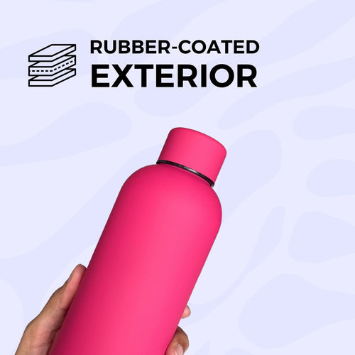 SuperGeneriX 17oz Matte Finish Stainless Steel Water Bottle | Vacuum Insulated Travel Bottle |12 hrs Hot & 18 hrs Cold| Smooth Rubber Finish Water Bottle (Black)