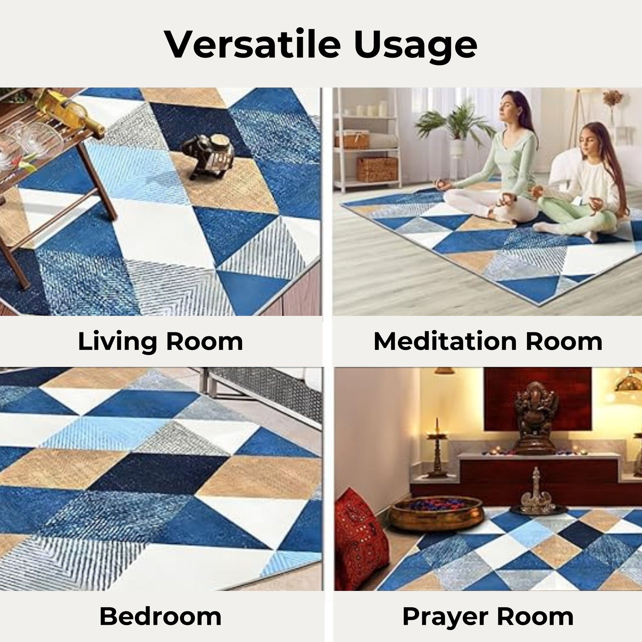 Washable Area Rug, Microfiber Material, Non-Slip Carpet for Living Room, Foldable Floor Cover, Machine Washable Rug for Bedroom & Office