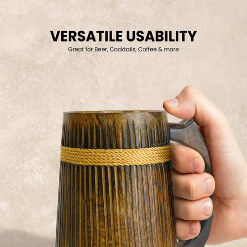 SuperGeneriX Beer Mug | Wooden Beer Mug | Craft Beer Mug | Barrel Shaped Jumbo Mug | Natural Beer Mug | Unique Beer Mug (Light Brown)
