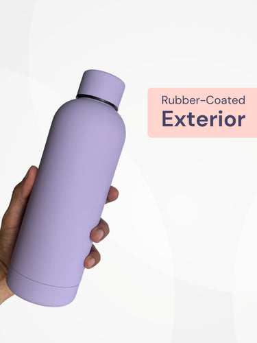 SuperGeneriX 17oz Matte Finish Stainless Steel Water Bottle | Vacuum Insulated Travel Bottle |12 hrs Hot & 18 hrs Cold| Smooth Rubber Finish Water Bottle (Black)