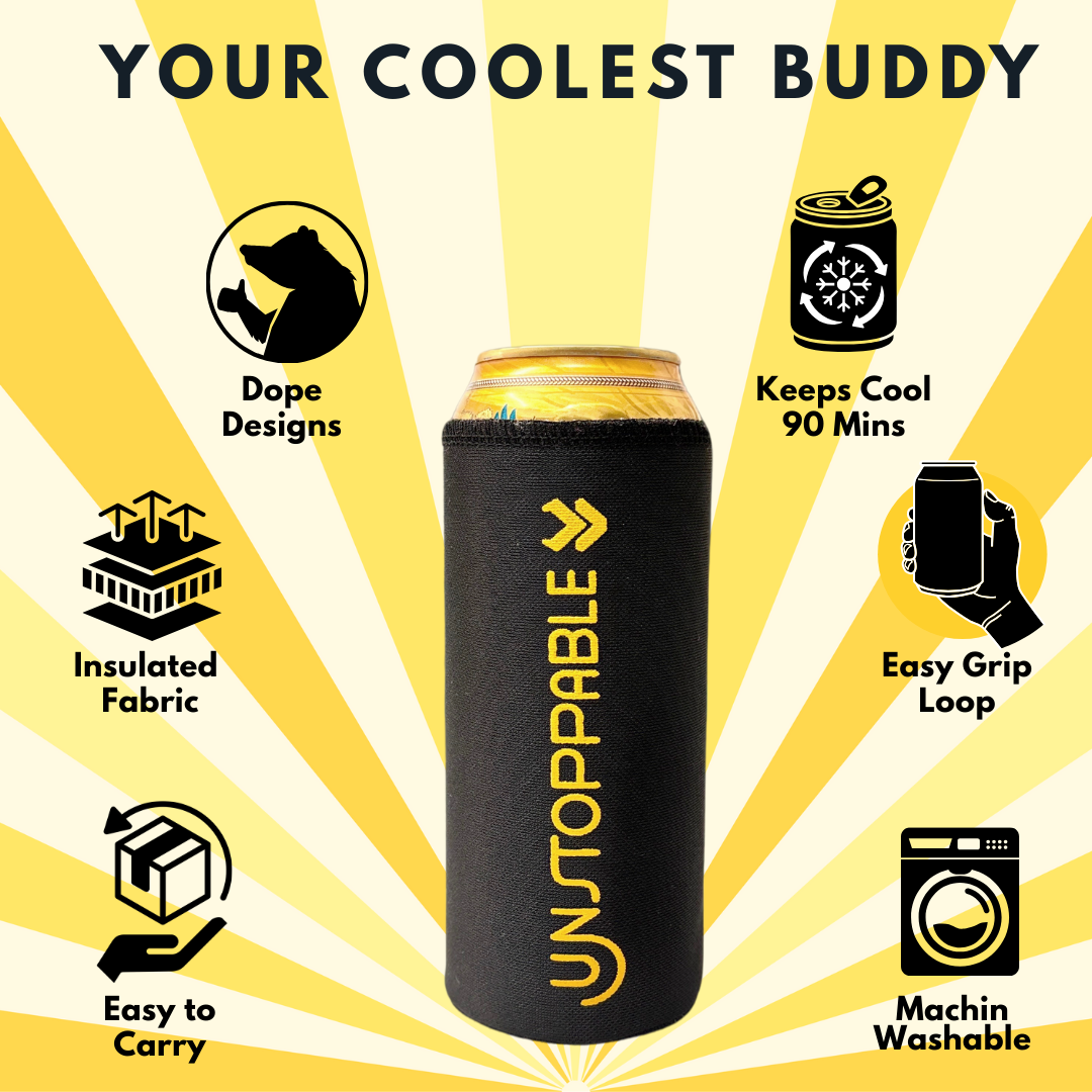 Outer Woods Insulated Beer Can Cooler Sleeve - Set of 4 | Fits 500ml Beer Can | Beer Can Cover (Coozie) with Easy Grip Band & Padded Fabric