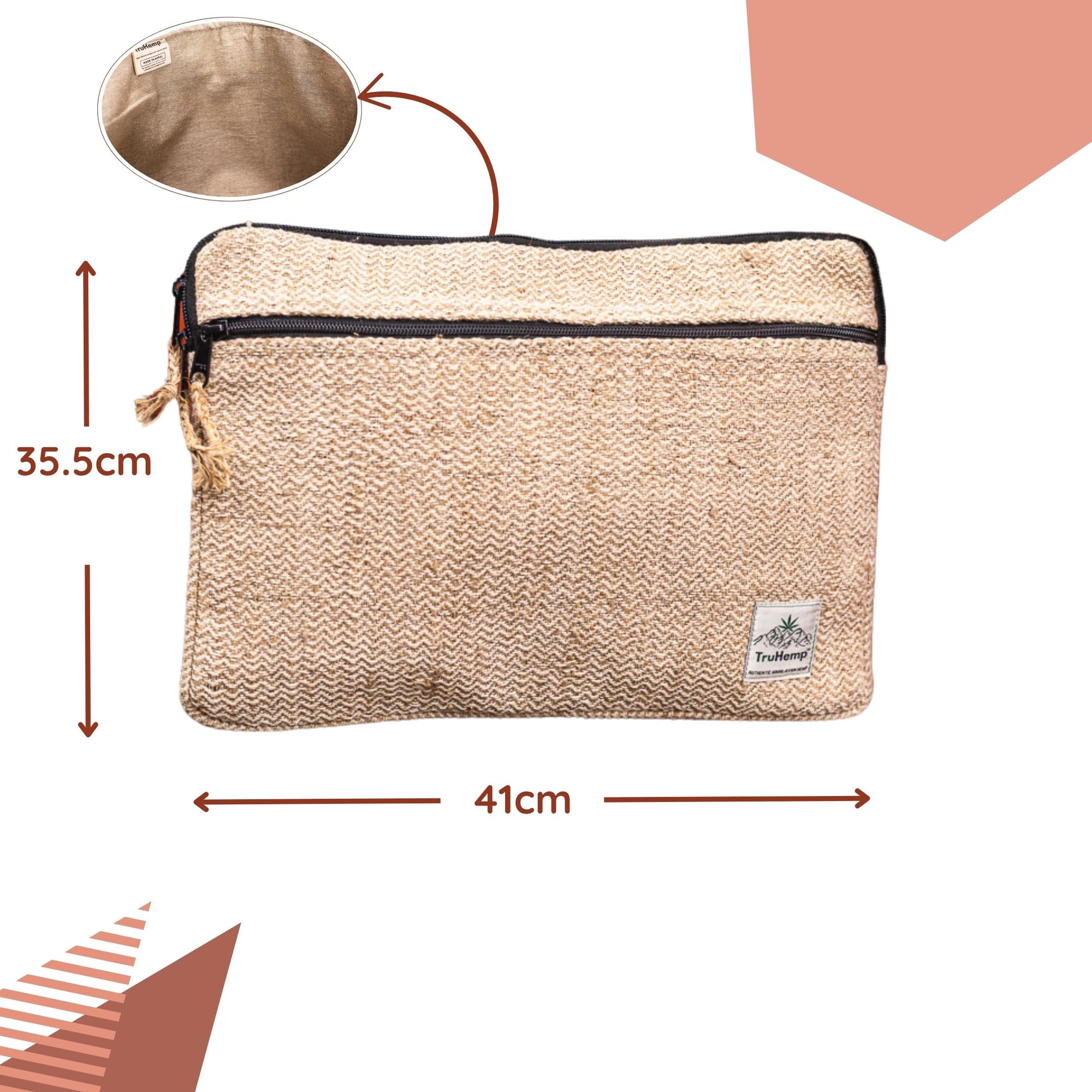 TruHemp Laptop Sleeve – Durable 14-Inch Laptop Cover with Zipper, Lightweight Water-Resistant Case for Travel & Work