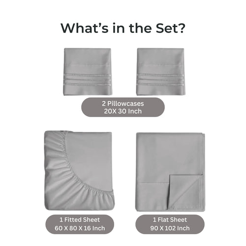 bellolin 100% Cotton Bed Sheet Set with Deep Pocket, 400 Thread Count Extra Soft Bed Sheet, Cooling Sheet with 2 Pillow Covers - 4 Piece Set