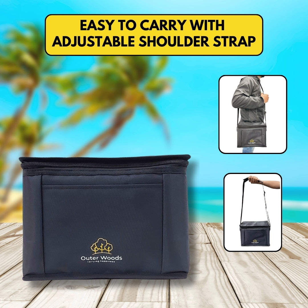 Outer Woods Insulated 8 Can Cooler Bag | Fits 8 x 500ml Beer Cans | Keep Drinks Cool for up to 10 Hours | Ideal for Carrying Beer, Soda, Juice, Milk and Water