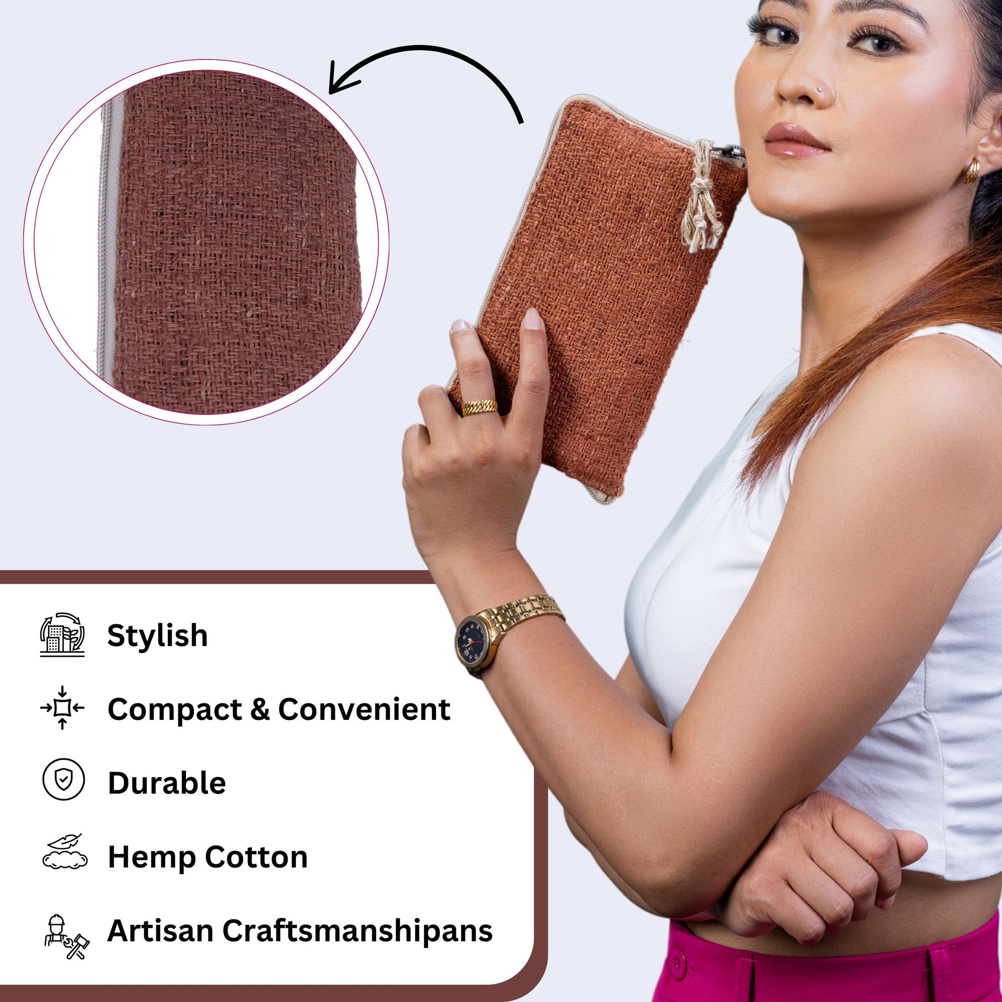 TruHemp Maya Hemp Clutch Wallet, Compact and Lightweight with Multiple Card Slots– Stylish and Durable Travel Purse for Women