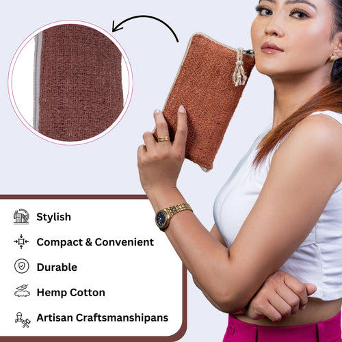 TruHemp Maya Hemp Clutch Wallet, Compact and Lightweight with Multiple Card Slots– Stylish and Durable Travel Purse for Women