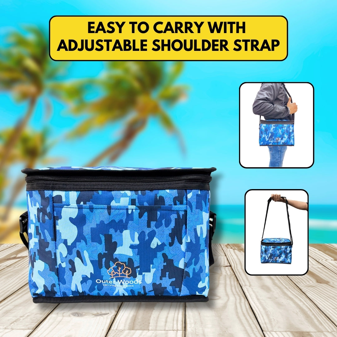 Outer Woods Insulated 8 Can Cooler Bag | Fits 8 x 500ml Beer Cans | Keep Drinks Cool for up to 10 Hours | Ideal for Carrying Beer, Soda, Juice, Milk and Water