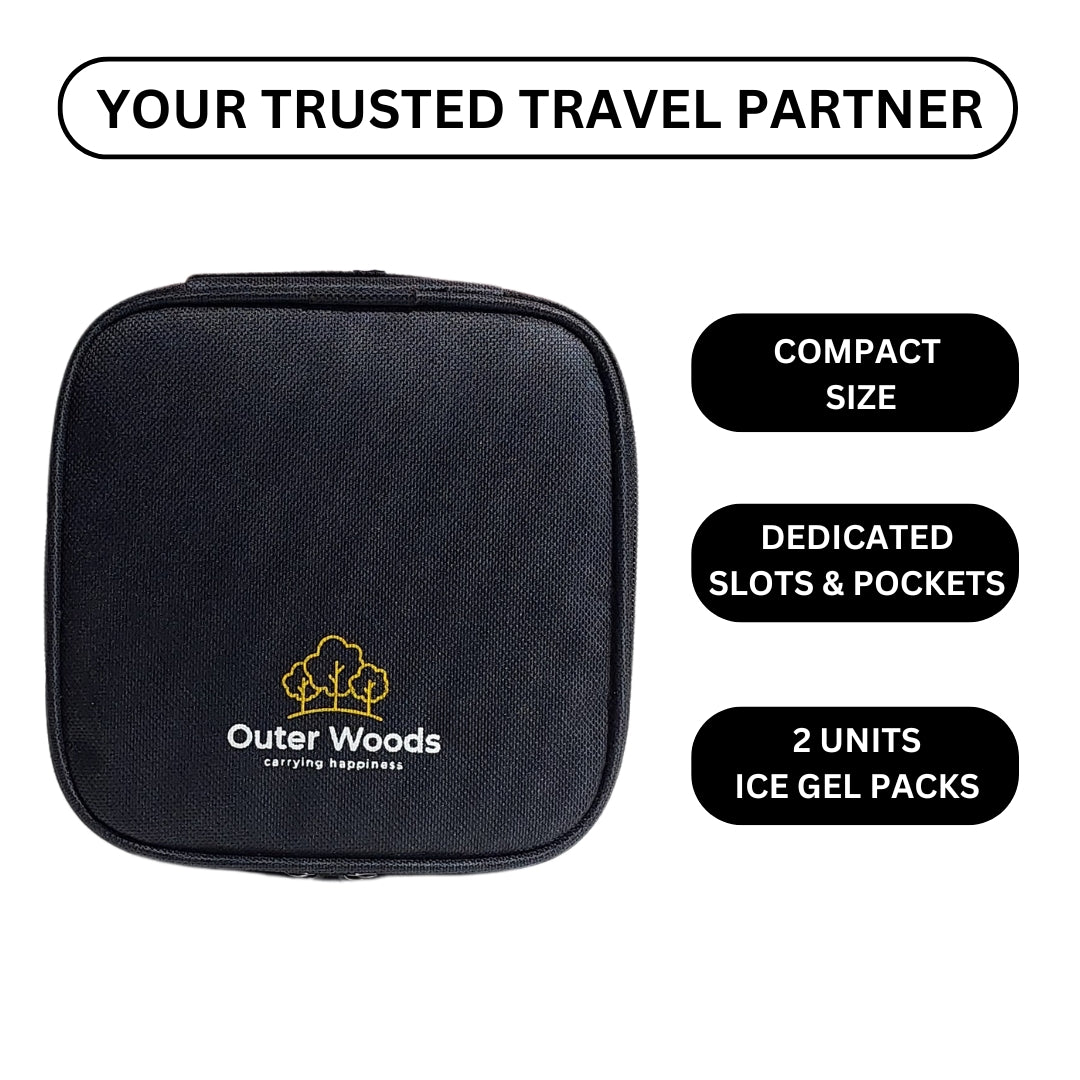 Outer Woods Nylon Insulin Cooling Travel Bag with Two Ice Gel Packs, Keeps Insulin Cool and Safe for 6 to 8 Hours, Insulin Cooler Travel Pouch