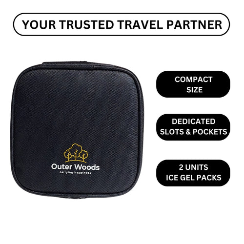 Outer Woods Nylon Insulin Cooling Travel Bag with Two Ice Gel Packs, Keeps Insulin Cool and Safe for 6 to 8 Hours, Insulin Cooler Travel Pouch