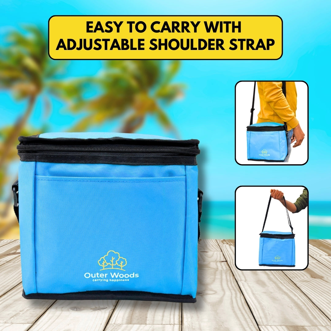 Outer Woods Insulated 6 Can Cooler Bag, Fits 6 x 500ml Beer Cans, Keep Cans Cool for up to 10 Hrs, with 2 Units of Ice Gel Packs