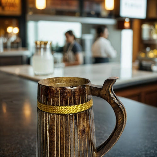 SuperGeneriX Beer Mug | Wooden Beer Mug | Craft Beer Mug | Barrel Shaped Jumbo Mug | Natural Beer Mug | Unique Beer Mug (Light Brown)