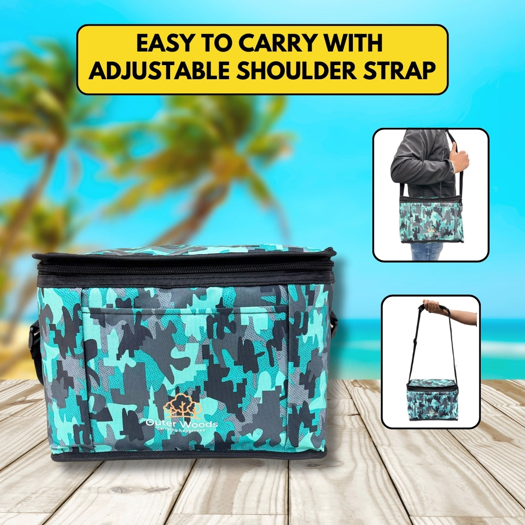 Outer Woods Insulated 8 Can Cooler Bag | Fits 8 x 500ml Beer Cans | Keep Drinks Cool for up to 10 Hours | Ideal for Carrying Beer, Soda, Juice, Milk and Water