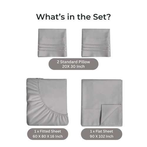 bellolin 100% Cotton Bed Sheet Set with Deep Pocket, 400 Thread Count Extra Soft Bed Sheet, Cooling Sheet with 2 Pillow Covers - 4 Piece Set