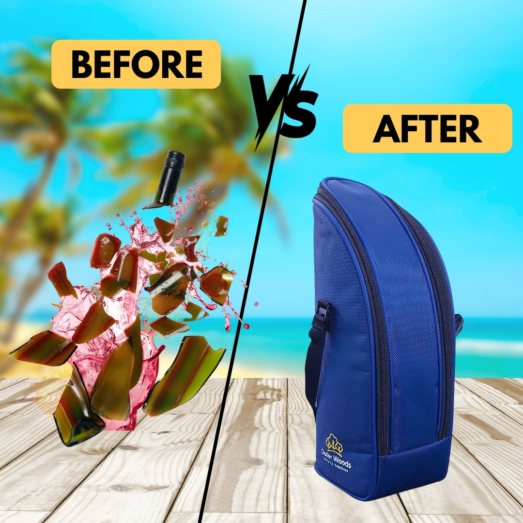 Outer Woods Insulated 1.5 Bottle Cooler Bag, with 2 Units of Ice Gel Pack, for Wine, Beer, Whisky, and All Kinds of Bottles