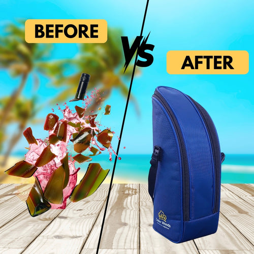Outer Woods Insulated 1.5 Bottle Cooler Bag, with 2 Units of Ice Gel Pack, for Wine, Beer, Whisky, and All Kinds of Bottles