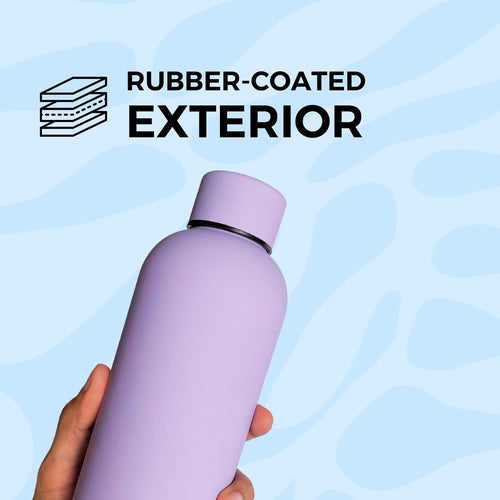 SuperGeneriX 17oz Matte Finish Stainless Steel Water Bottle | Vacuum Insulated Travel Bottle |12 hrs Hot & 18 hrs Cold| Smooth Rubber Finish Water Bottle (Black)