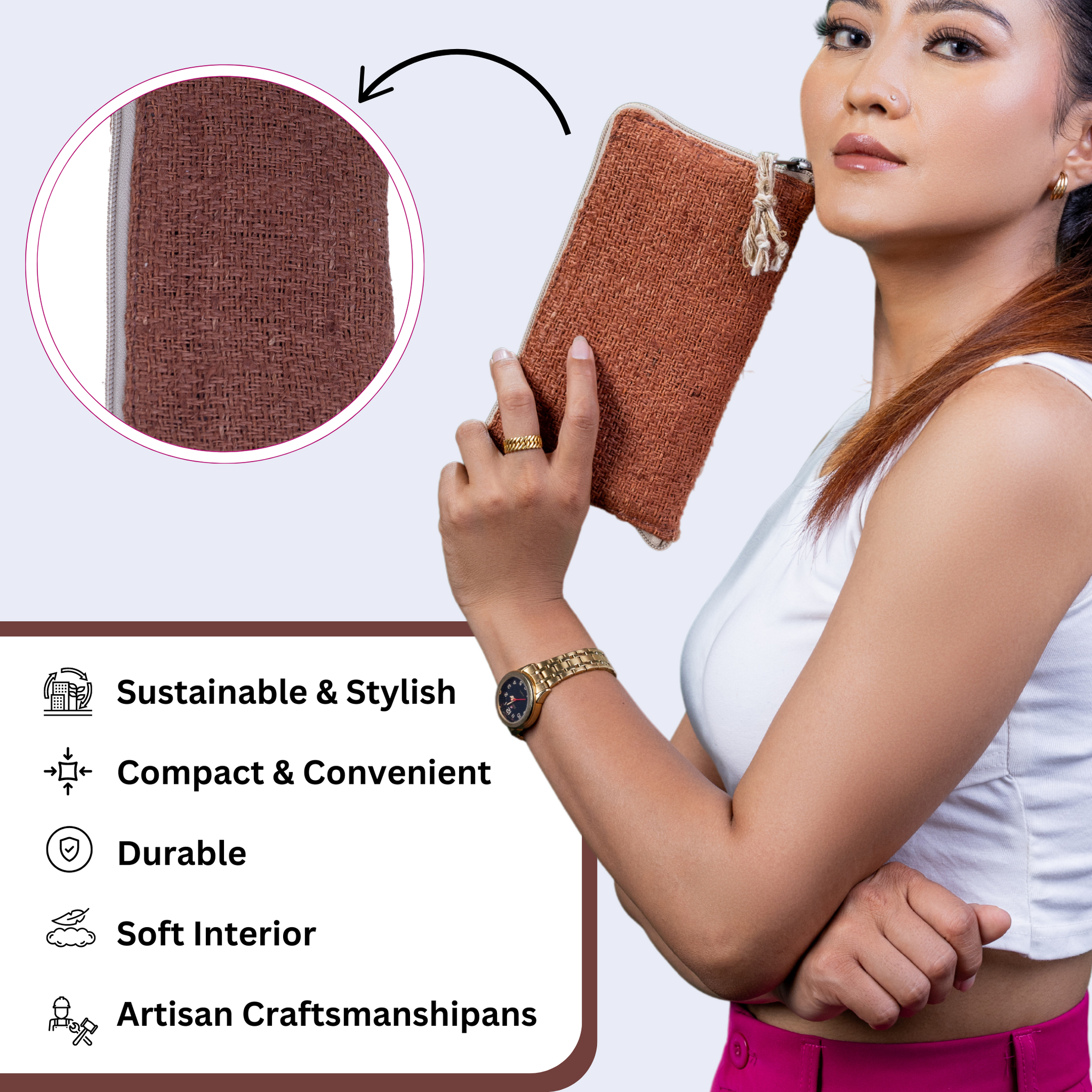 TruHemp Maya Hemp Clutch Wallet, Compact and Lightweight with Multiple Card Slots– Stylish and Durable Travel Purse for Women