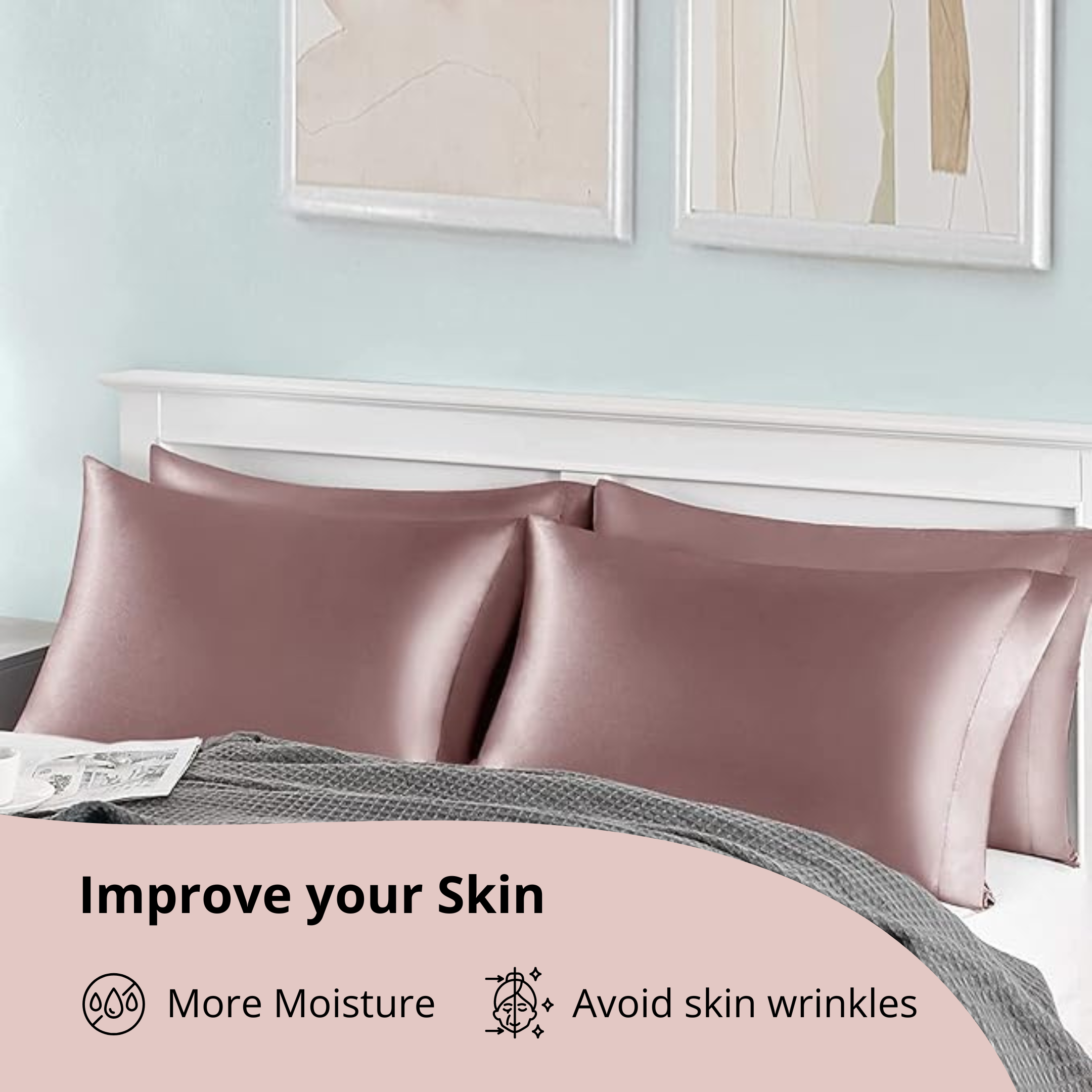 Satin Pillowcases, Similar to Silk Pillow Cases Set of 2, Cooling Pillow Case for Hot Sleepers with Envelope Closure, Gifts for Women Men