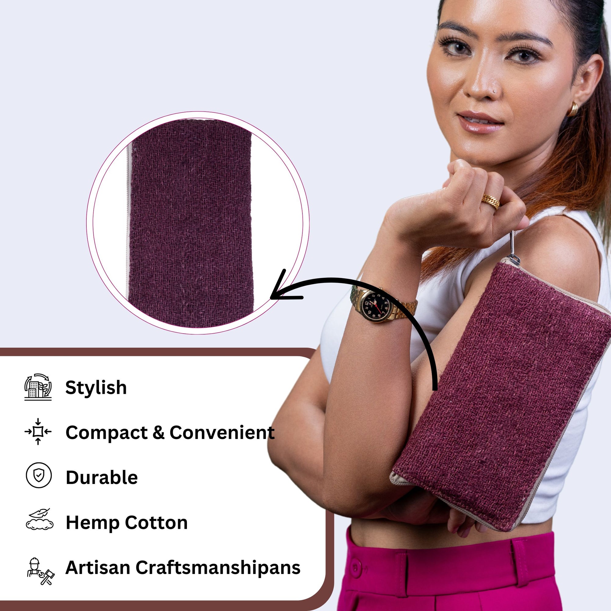TruHemp Maya Hemp Clutch Wallet, Compact and Lightweight with Multiple Card Slots– Stylish and Durable Travel Purse for Women