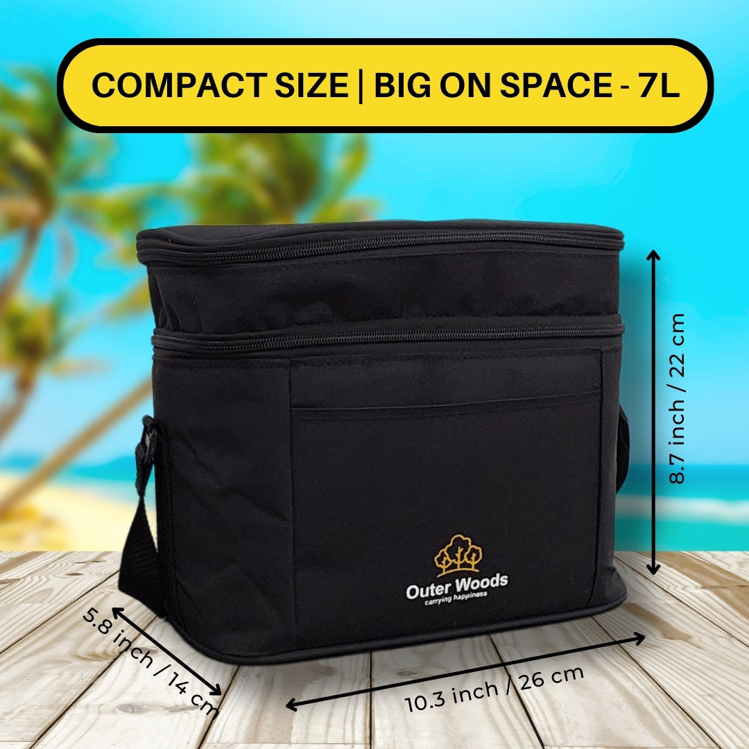 Outer Woods Insulated 6 Can Cooler Bag Dual Compartment, Fits 6 x 500ml Beer Cans & Snacks, Keeps Beer Cans Cool for up to 10 Hours, Ideal for Carrying Food, Beer, Soda, Juice and Milk
