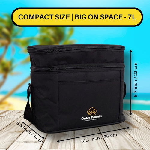 Outer Woods Insulated 6 Can Cooler Bag Dual Compartment, Fits 6 x 500ml Beer Cans & Snacks, Keeps Beer Cans Cool for up to 10 Hours, Ideal for Carrying Food, Beer, Soda, Juice and Milk