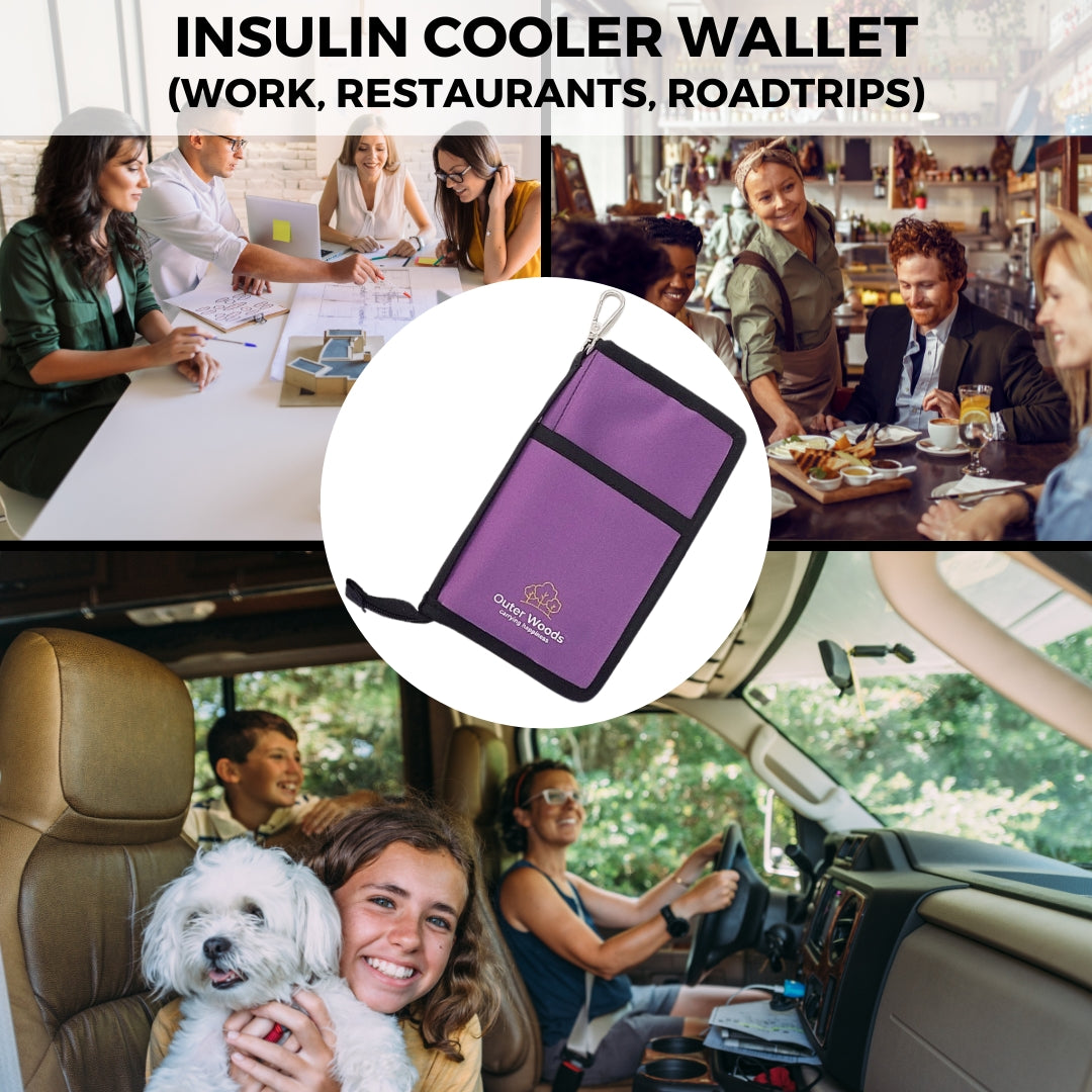 Outer Woods Nylon Insulin Cooling Wallet, Includes Two Ice Gel Packs, Black, Insulin Travel Pouch, Insulin Cooling Case