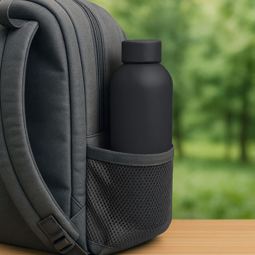 SuperGeneriX 17oz Matte Finish Stainless Steel Water Bottle | Vacuum Insulated Travel Bottle |12 hrs Hot & 18 hrs Cold| Smooth Rubber Finish Water Bottle (Black)