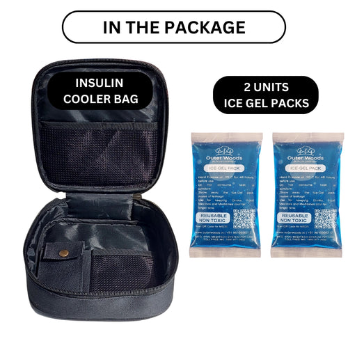 Outer Woods Nylon Insulin Cooling Travel Bag with Two Ice Gel Packs, Keeps Insulin Cool and Safe for 6 to 8 Hours, Insulin Cooler Travel Pouch