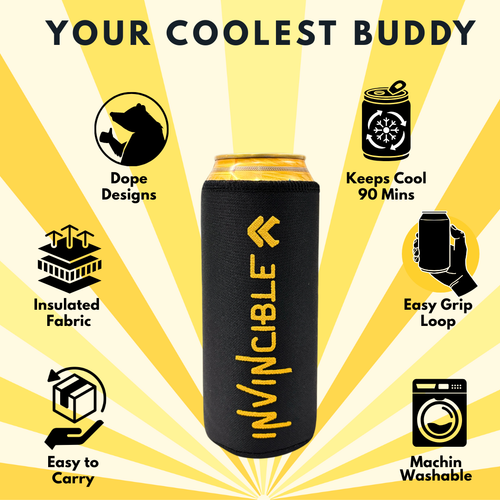 Outer Woods Insulated Beer Can Cooler Sleeve - Set of 4 | Fits 500ml Beer Can | Beer Can Cover (Coozie) with Easy Grip Band & Padded Fabric