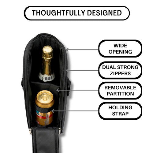 Outer Woods Insulated 1.5 Bottle Cooler Bag, with 2 Units of Ice Gel Pack, for Wine, Beer, Whisky, and All Kinds of Bottles