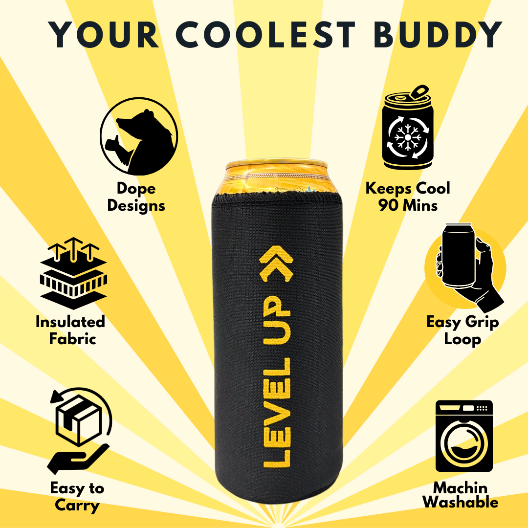Outer Woods Insulated Beer Can Cooler Sleeve - Set of 4 | Fits 500ml Beer Can | Beer Can Cover (Coozie) with Easy Grip Band & Padded Fabric