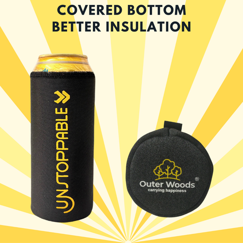 Outer Woods Insulated Beer Can Cooler Sleeve - Set of 4 | Fits 500ml Beer Can | Beer Can Cover (Coozie) with Easy Grip Band & Padded Fabric