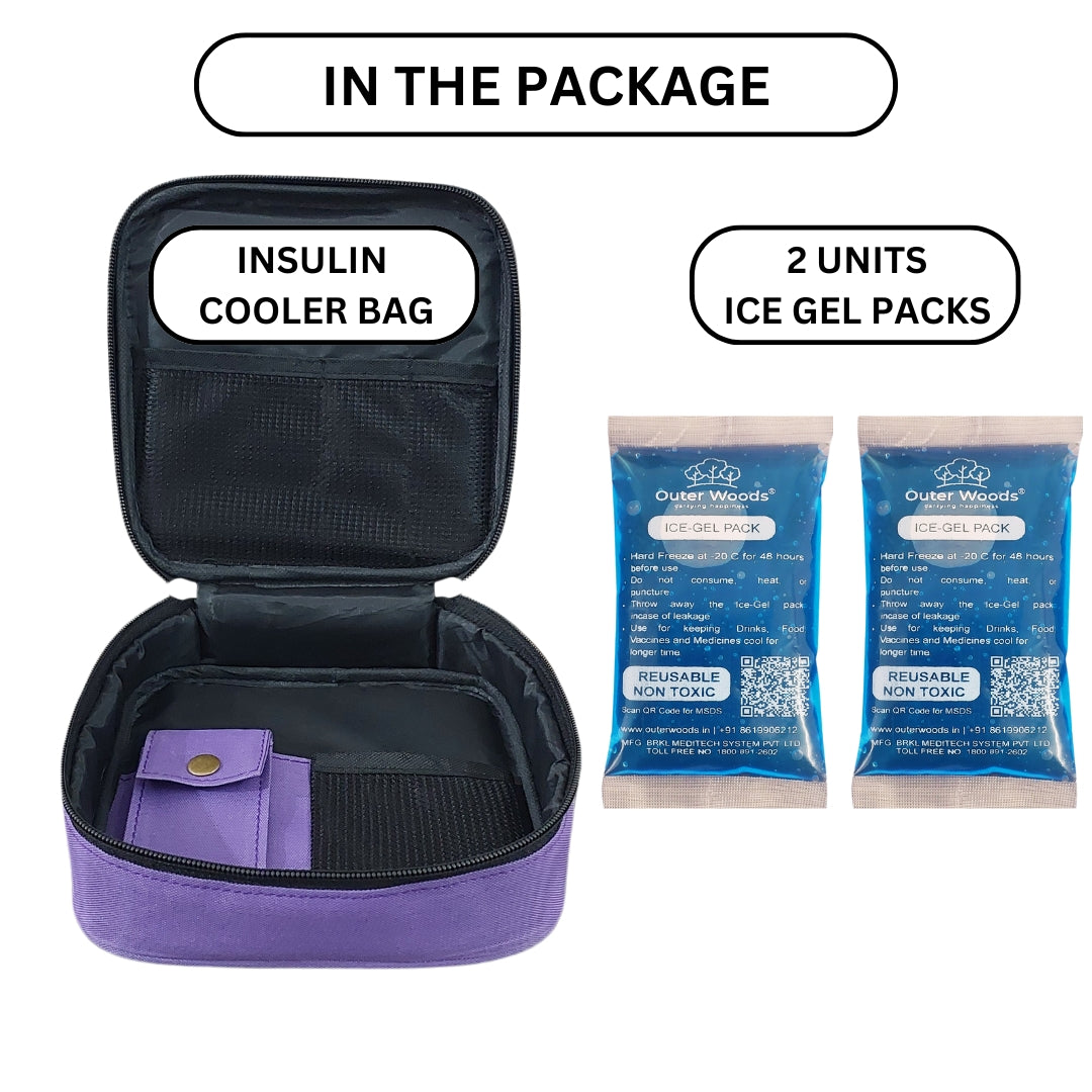 Outer Woods Nylon Insulin Cooling Travel Bag with Two Ice Gel Packs, Keeps Insulin Cool and Safe for 6 to 8 Hours, Insulin Cooler Travel Pouch