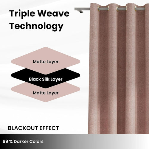 Casableu Herringbone Blackout Curtains for Bedroom & Living Room - 120 Inch Medium Pink Color 2 Panel Set, Thermal Insulated to Reduce Heat Loss, Block Light, Save Energy, Noise Reducing Drapes