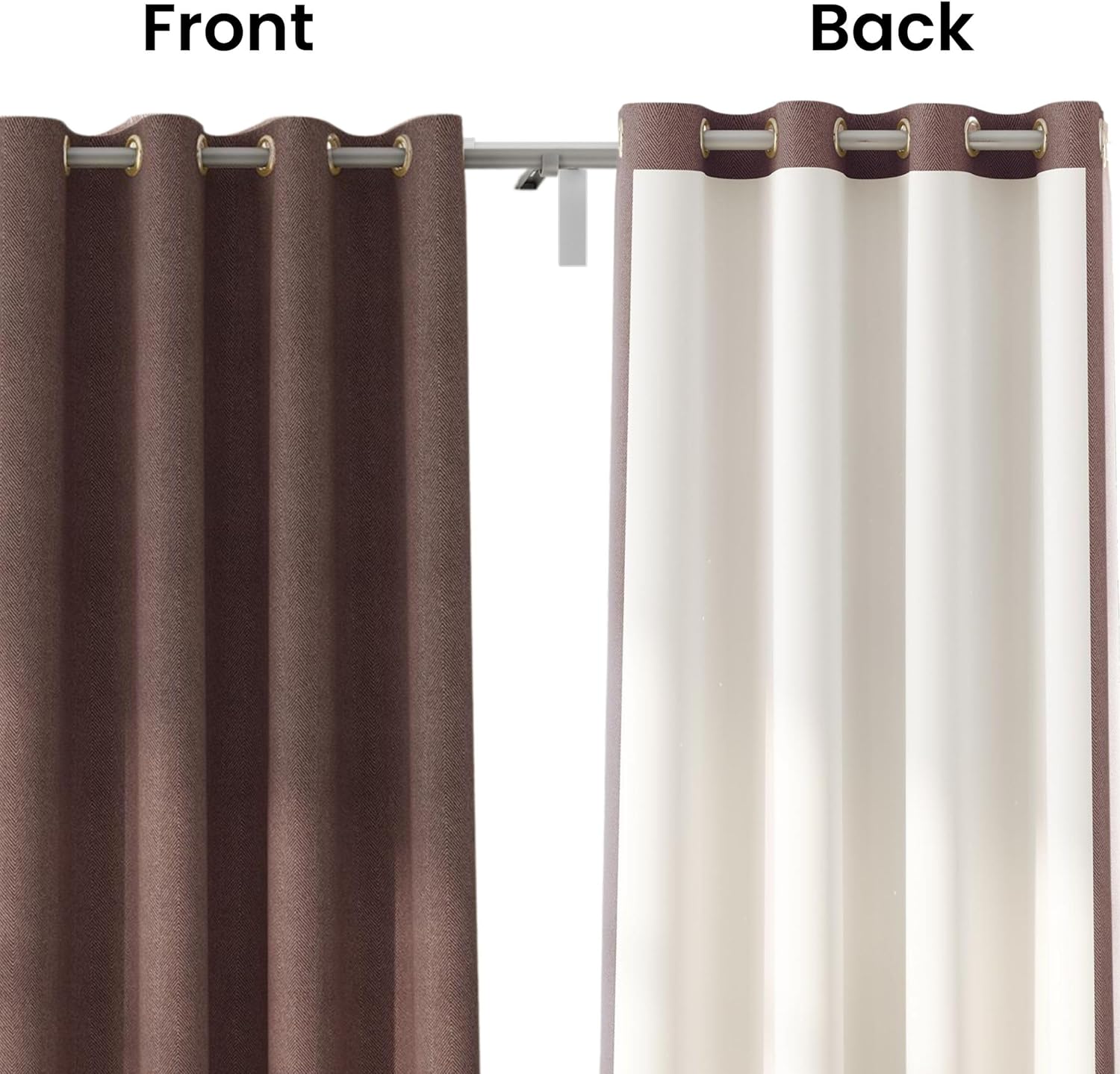 Casableu Herringbone Blackout Curtains for Bedroom & Living Room - 84 Inch Stone Color 2 Panel Set, Thermal Insulated to Reduce Heat Loss, Block Light, Save Energy, Noise Reducing Drapes