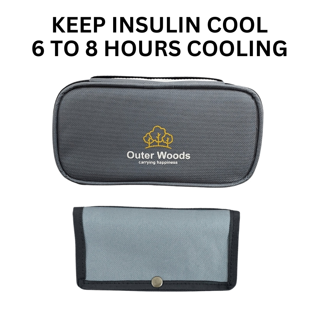 Outer Woods Insulin Cooling Travel Pouch with Two Ice Gel Packs, Cold Pack for Insulin, Insulin Carrier Bag, Keeps Insulin Safe and Cool for 6 to 8 Hours