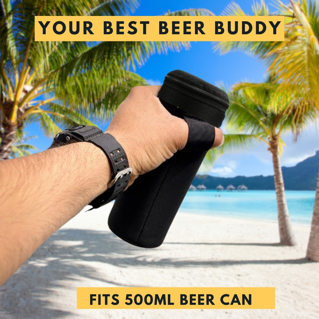 Outer Woods Insulated Beer Can Cooler Sleeve - Set of 4 | Fits 500ml Beer Can | Beer Can Cover (Coozie) with Easy Grip Band & Padded Fabric