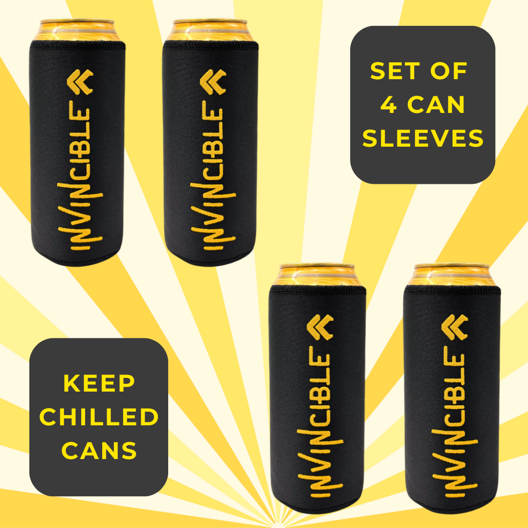 Outer Woods Insulated Beer Can Cooler Sleeve - Set of 4 | Fits 500ml Beer Can | Beer Can Cover (Coozie) with Easy Grip Band & Padded Fabric