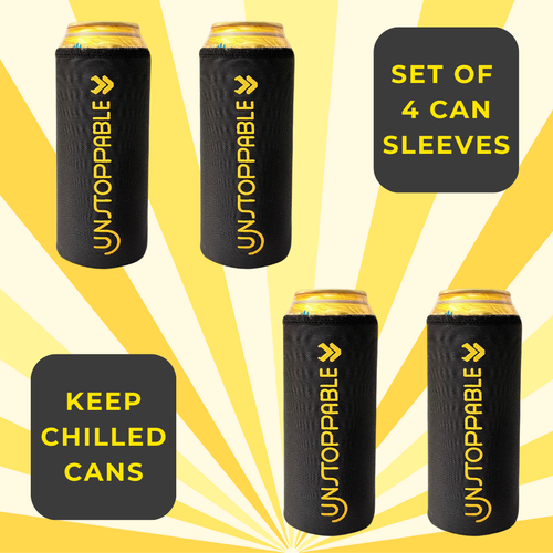 Outer Woods Insulated Beer Can Cooler Sleeve - Set of 4 | Fits 500ml Beer Can | Beer Can Cover (Coozie) with Easy Grip Band & Padded Fabric