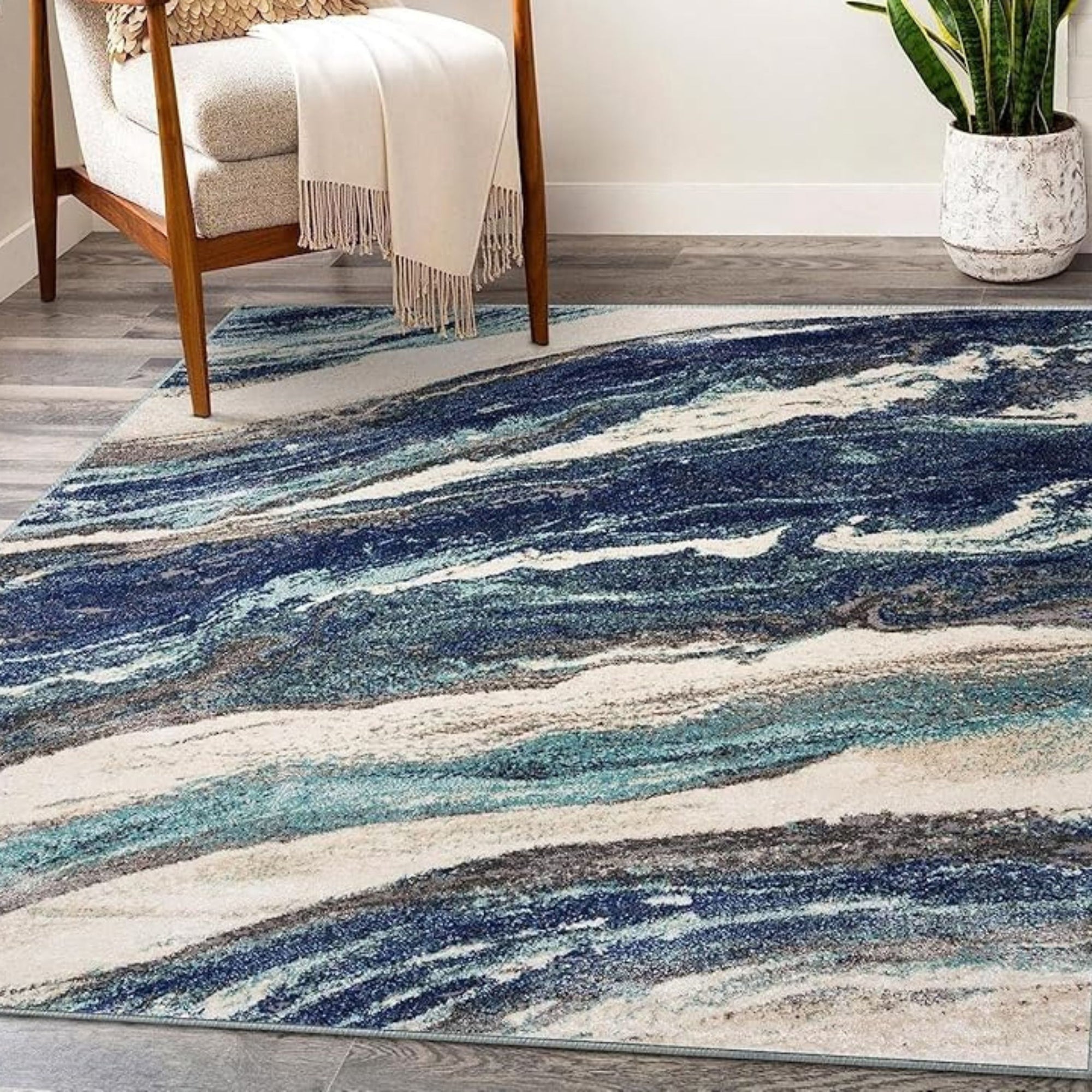 Washable Area Rug, Microfiber Material, Non-Slip Carpet for Living Room, Foldable Floor Cover, Machine Washable Rug for Bedroom & Office