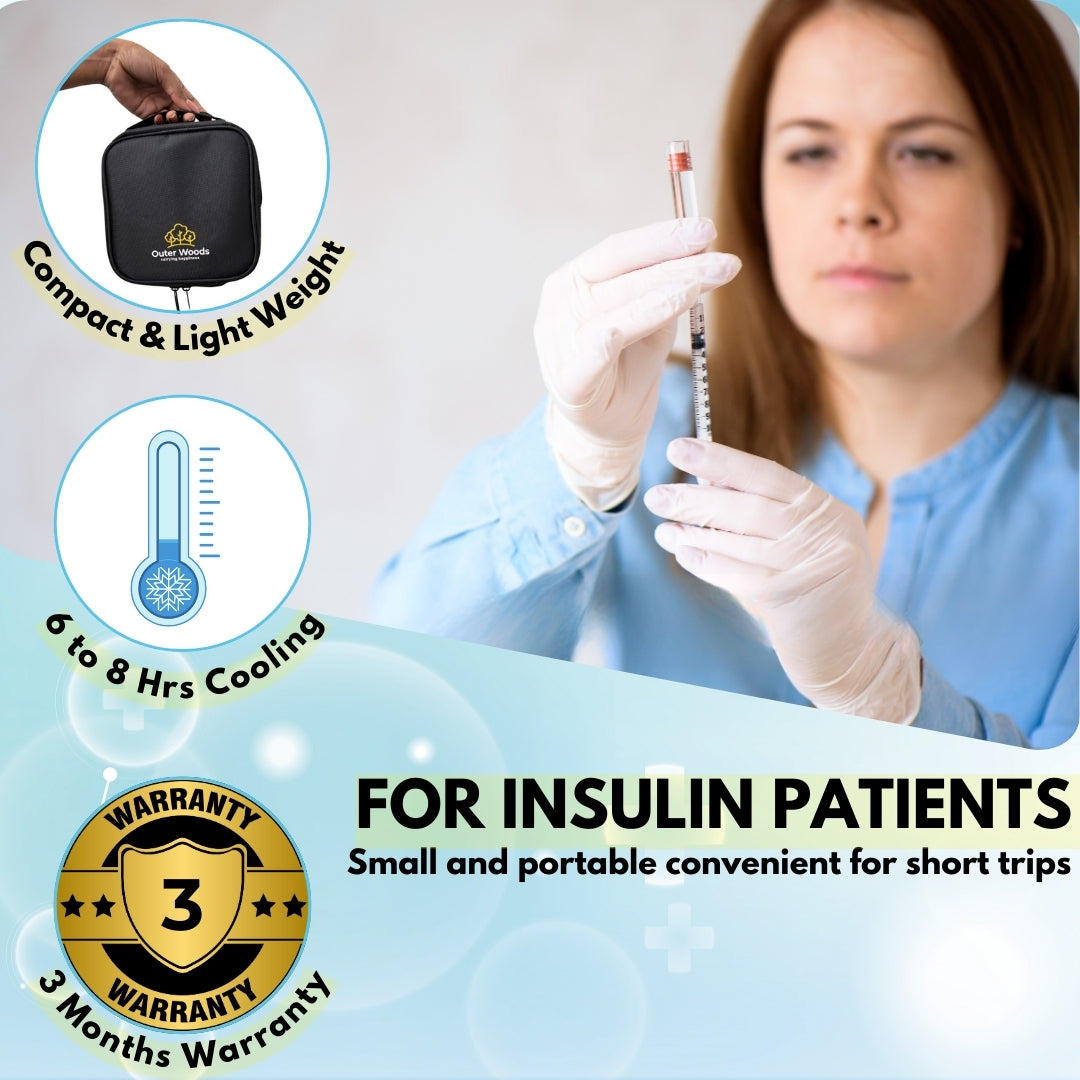 Outer Woods Nylon Insulin Cooling Travel Bag with Two Ice Gel Packs, Keeps Insulin Cool and Safe for 6 to 8 Hours, Insulin Cooler Travel Pouch