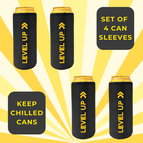 Outer Woods Insulated Beer Can Cooler Sleeve - Set of 4 | Fits 500ml Beer Can | Beer Can Cover (Coozie) with Easy Grip Band & Padded Fabric