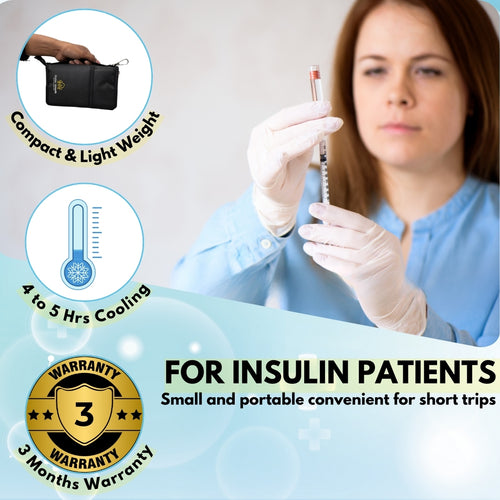 Outer Woods Nylon Insulin Cooling Wallet, Includes Two Ice Gel Packs, Black, Insulin Travel Pouch, Insulin Cooling Case