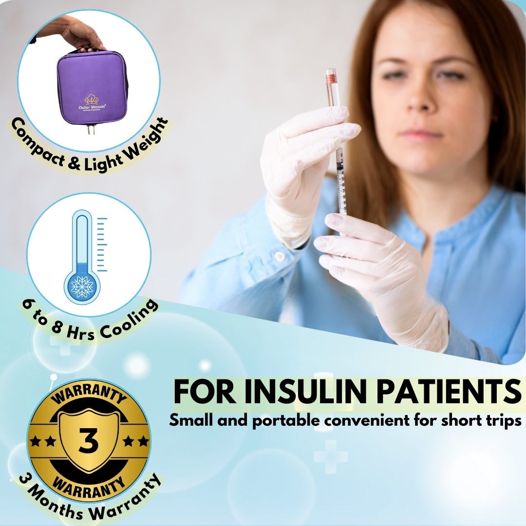 Outer Woods Nylon Insulin Cooling Travel Bag with Two Ice Gel Packs, Keeps Insulin Cool and Safe for 6 to 8 Hours, Insulin Cooler Travel Pouch