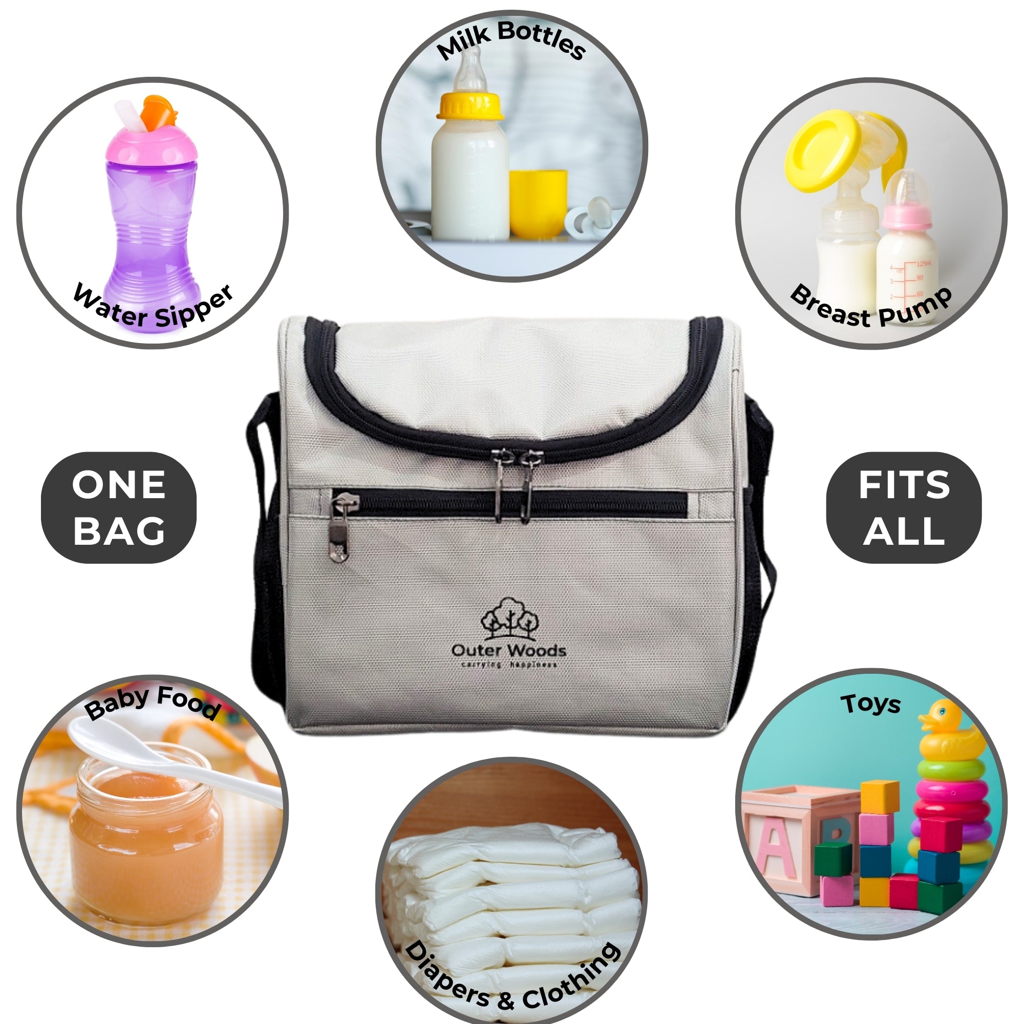 Outer Woods Insulated Breast Milk Cooler Bag with 4 Ice Gel Packs, Keeps Milk and Food Cool for 6 to 8 Hours, Thermal Insulated Baby Travel Bag